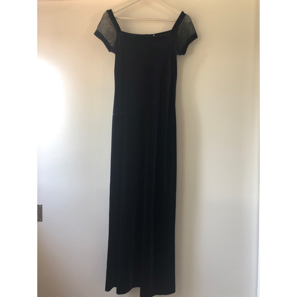 Dark Blue Velour Floor Length Dress Medium